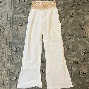 Beautiful Linen cover-up Pants, mesh detailing